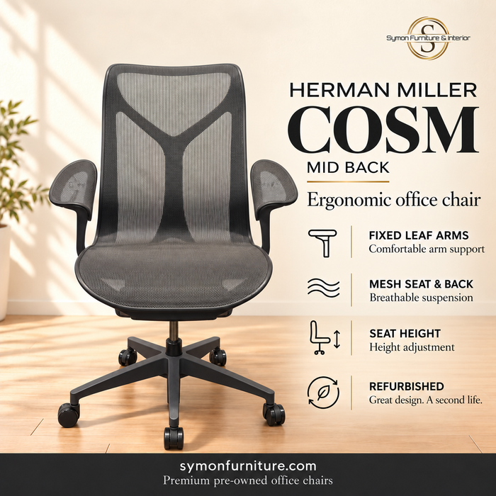 Herman Miller Cosm · Mid Back · Fixed Leaf Arms · Refurbished