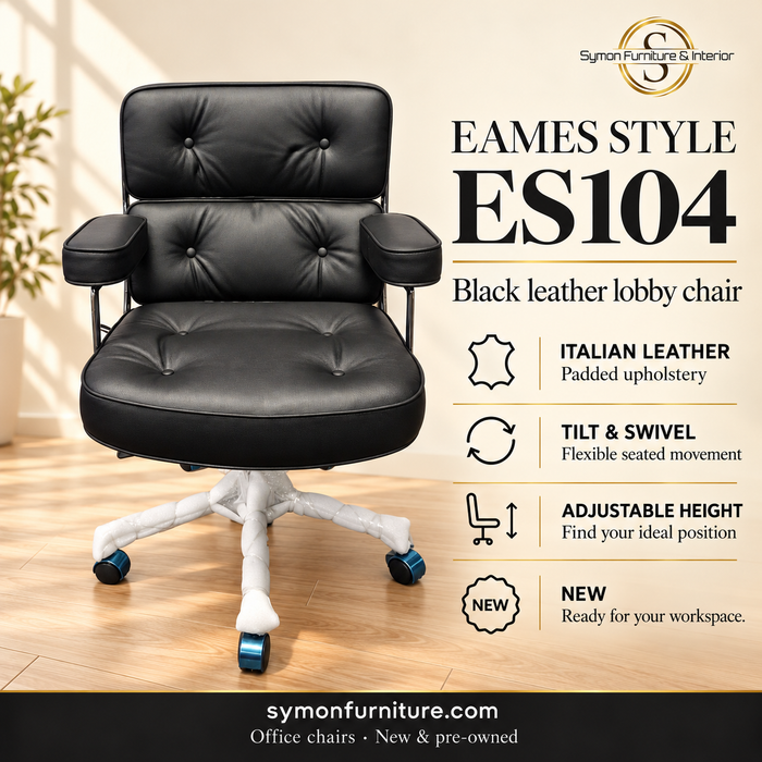 NEW Eames ES104 Style / Black / Leather