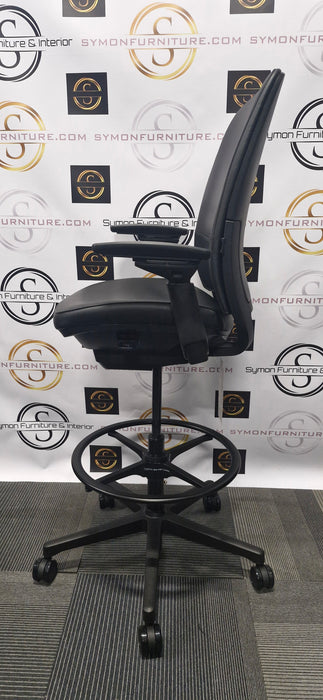 Steelcase Amia Drafting Stool / Black Leather