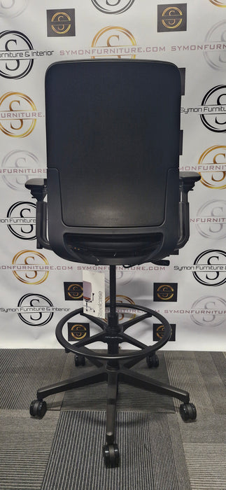 Steelcase Amia Drafting Stool / Black Leather