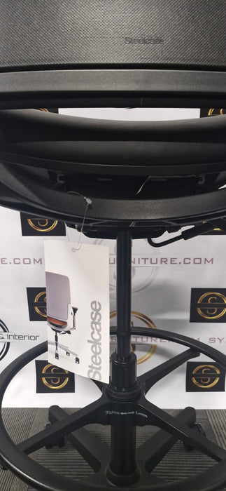 Steelcase Amia Drafting Stool / Black Leather