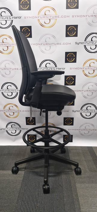 Steelcase Amia Drafting Stool / Black Leather