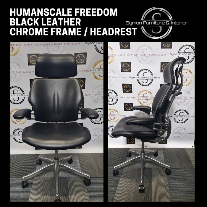 Humanscale Freedom Headrest / Black Leather / Chrome frame