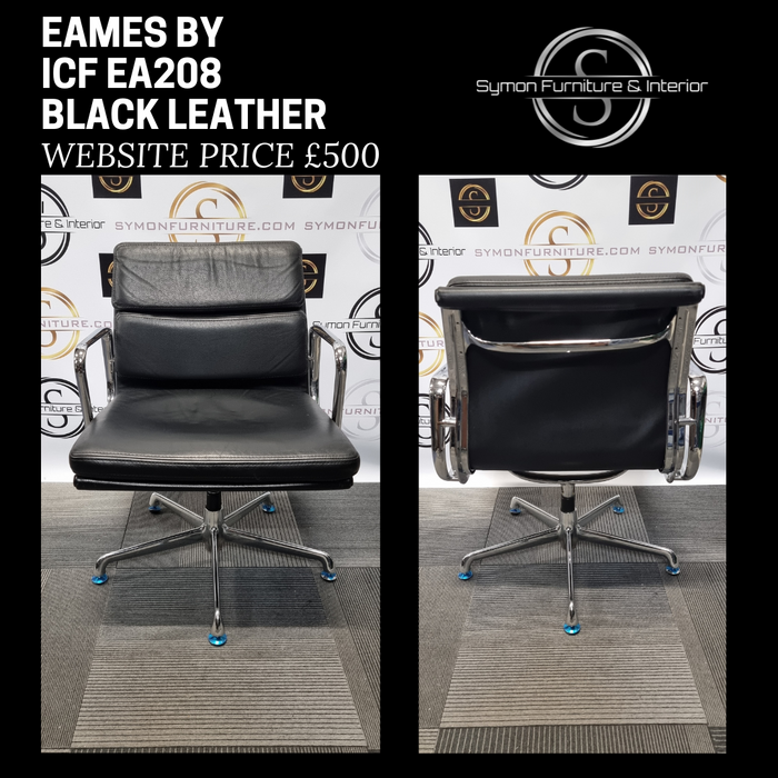 Eames by ICF EA208 Soft Pad / Black Leather