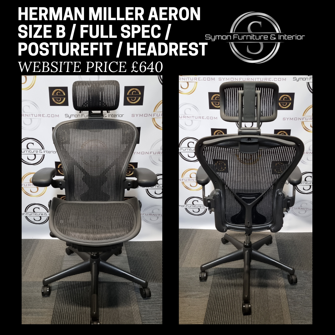 Herman Miller Aeron Size B FULL SPEC PostureFit Headrest Refurbished