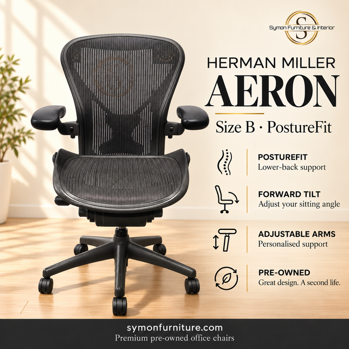 Herman Miller Aeron / Size B / FULL SPEC / PostureFit / Black / Refurbished