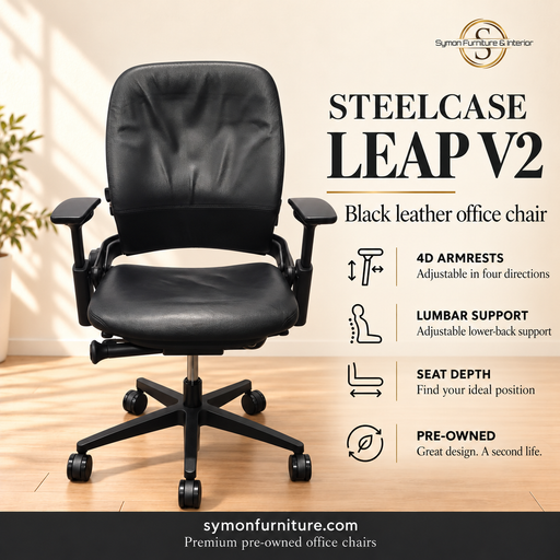 Steelcase Leap v2 / Black Leather / 4D arms