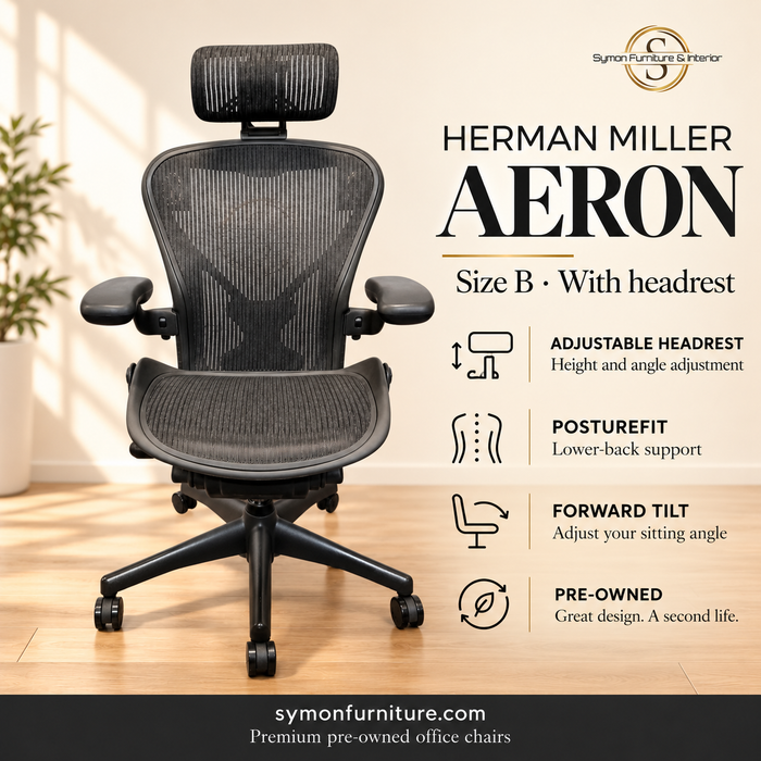 Herman Miller Aeron Size B / FULL SPEC / PostureFit / Headrest /Refurbished