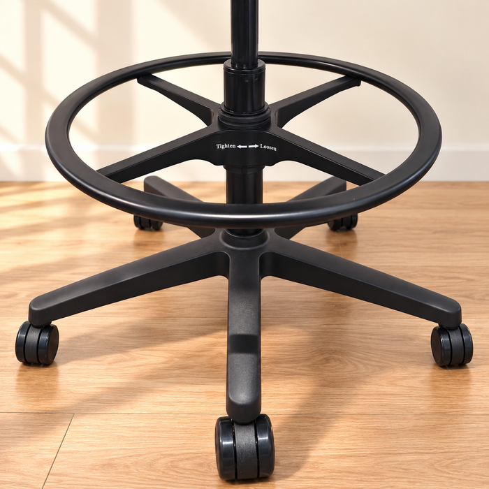 Steelcase Amia Drafting Stool / Black Leather – Gallery photo 3