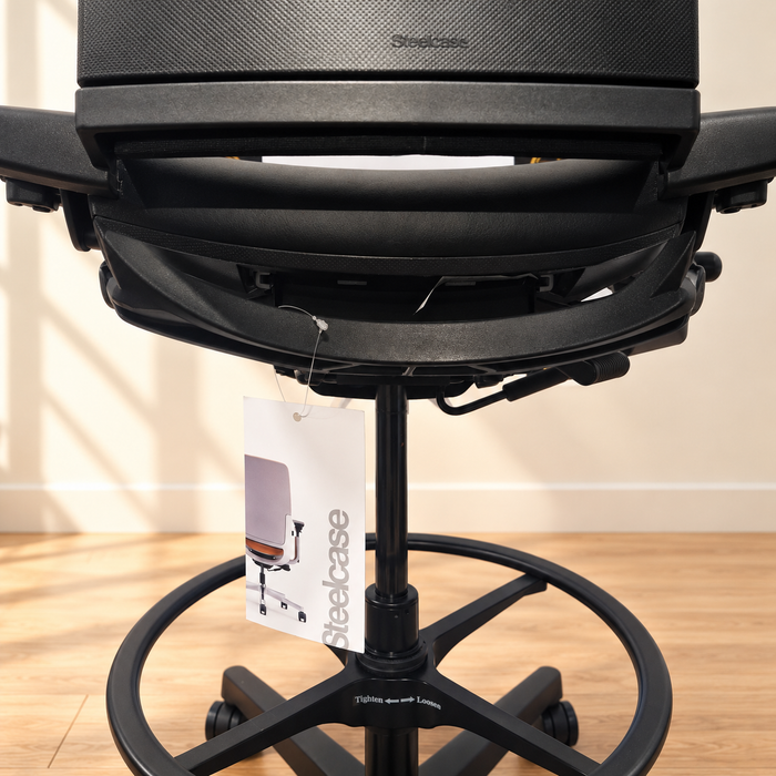 Steelcase Amia Drafting Stool / Black Leather – Gallery photo 4