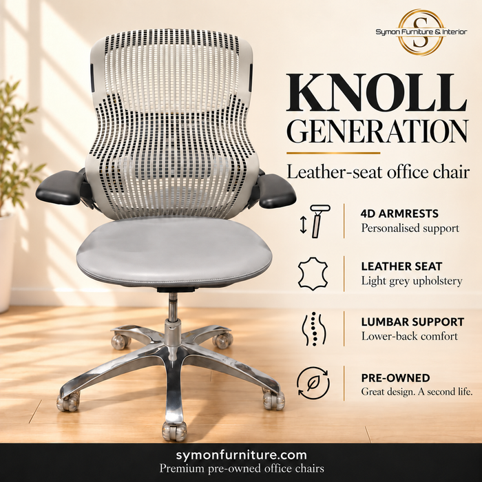 Knoll Generation light grey leather seat office chair